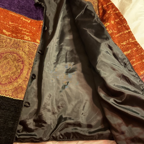 Vtg Alex Kim Patchwork Shacket Boho Artsy Lampwork Buttons M Gorgeous - Picture 5 of 8